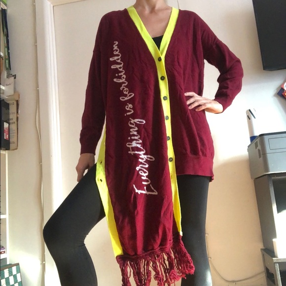 ❤️90s Y2K Marios Asymmetrical Oversized Sweater Cardigan Size Small Fringes Fun - Picture 3 of 10